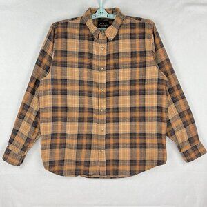 Mountain Ridge Explore Life Men's Long Sleeve Orange Navy Plaid Shirt XL Buttons